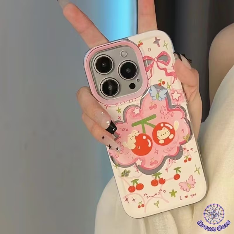การ์ตูนหวานสีชมพูเชอร์รี่โบว์โบว์สำหรับ เคส Redmi 12C 13C 12 10A 10C 10 9 9A 9C Note 13 8 11s 10 12 9 11 Pro POCO M3