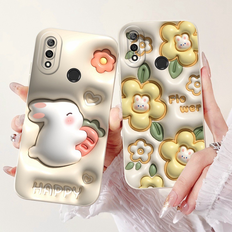 Huawei Y9 (2019) เคสสําหรับ Huawei JKM-LX1 LX2 LX3 กันกระแทกน่ารักการ์ตูนหรูหราดอกไม้รูปแบบปลอกปกหลั