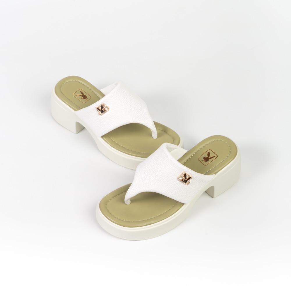 Playboy รองเท้าแตะส้นหนา ลิขสิทธิ์แท้ รุ่น ST-H243C1182 ดีไซน์รองเท้าส้นหนาแบบหนีบ มี 2 สี สีขาวและสีดำ