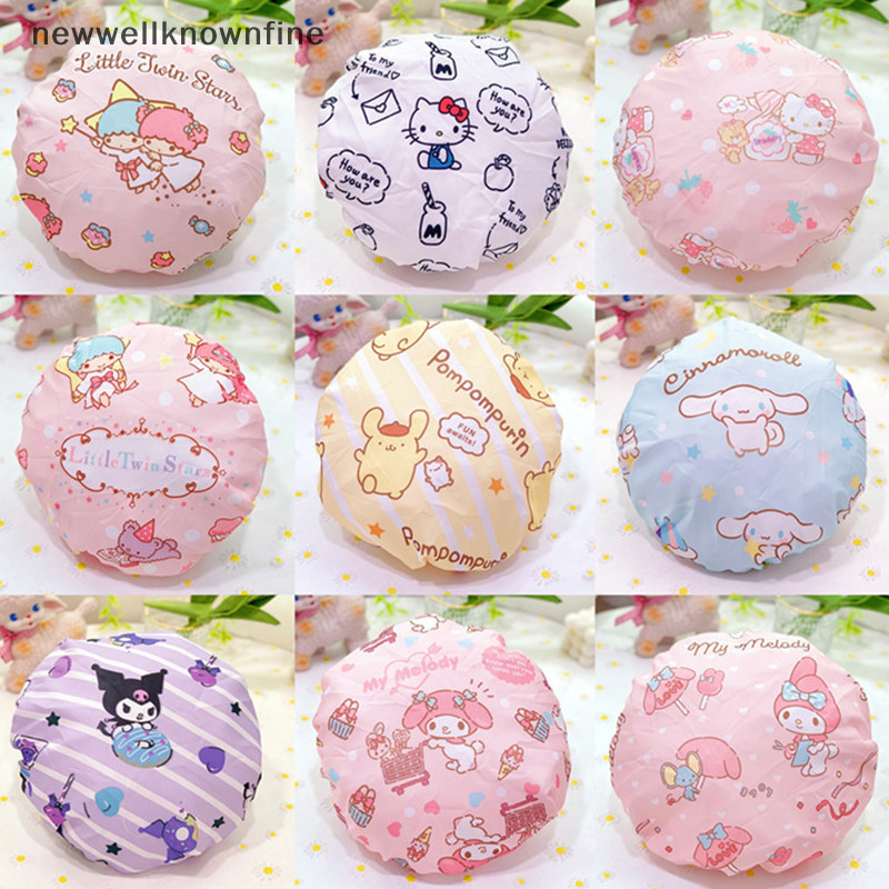 Newwellknownfine Sanrio Hello Kitty Double-Layer หนาขนาดใหญ่ผู้ใหญ่หมวกอาบน้ํา Melody Cinnamoroll Kuromi Wash Care หมวกหมวกอาบน้ําหมวกกันน้ํา COD