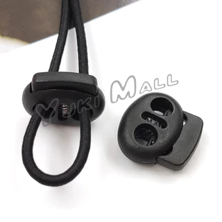 Yuki สต๊อปเปอร์ ตัวล๊อคเชือก ตัวล็อคสาย อุปกรณ์เสื้อผ้า วัสดุพลาสติก สีดำ rope stopper