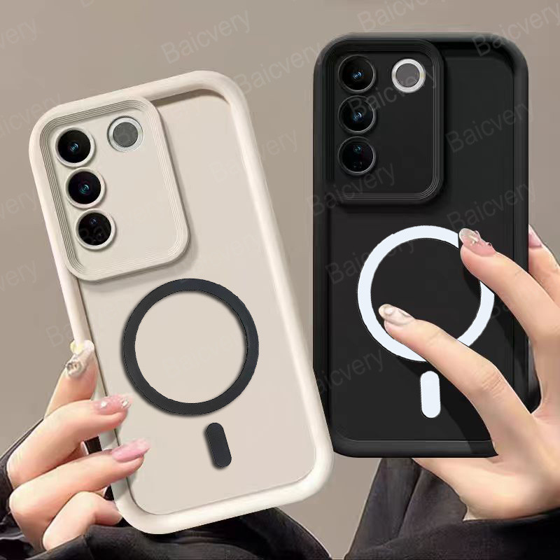 ปลอกสําหรับ VIVO Y100 4G 5G V2327 กรณีคุณภาพสูงสีสัน TPU ฝาครอบแม่เหล็กชาร์จไร้สายปลอก