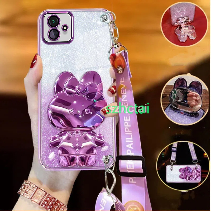 เคสโทรศัพท์ Samsung A05 A05S สายคล้องคอ เคสโทรศัพท์หรูหรา ความงาม กระจกการ์ตูนวงเล็บป้องกันเคสกันกระ