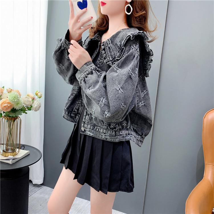 Short Doll Collar2024Western Style Denim Coat Korean Style Top Fall Jacket Young Women's New Loose Casual