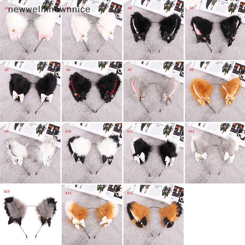 Newwellknownnice 15 สีที่สวยงาม Masquerade ฮาโลวีนหูแมวคอสเพลย์ Bow Tie Bell Headwear TH