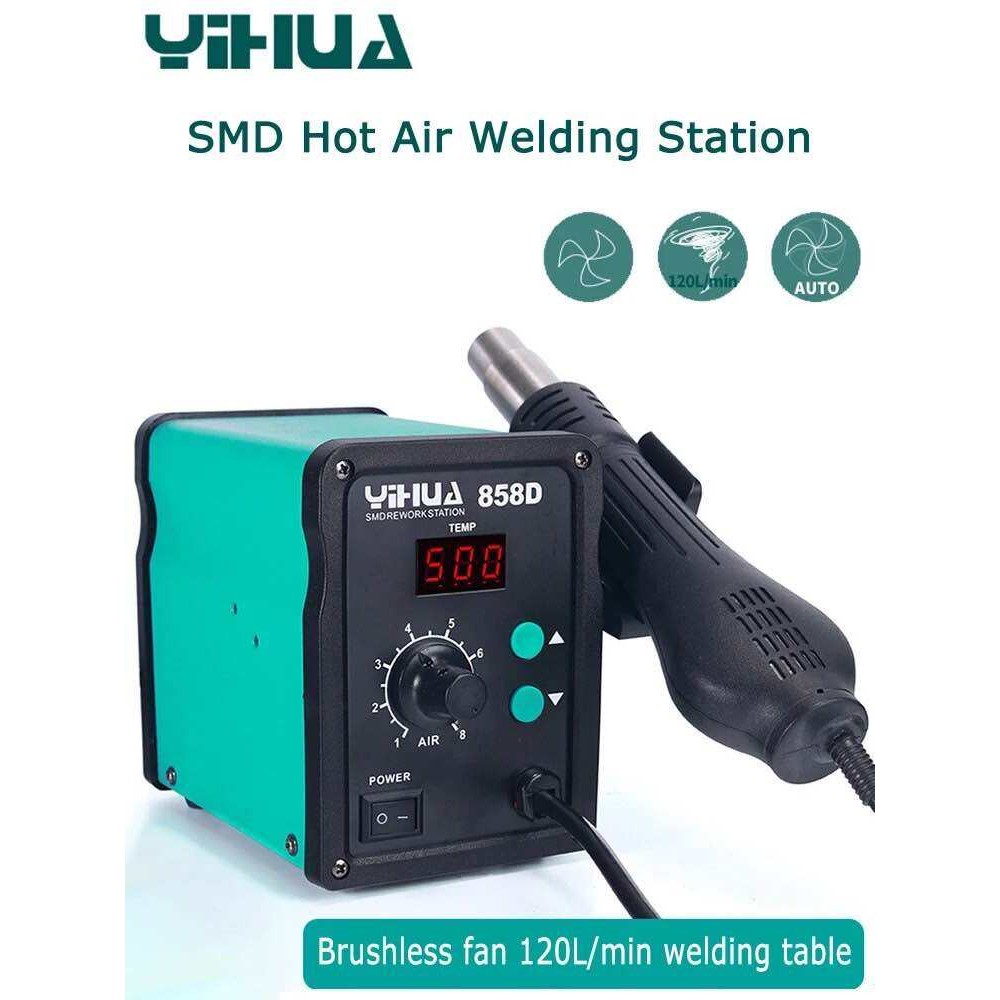YIHUA 858D Hot Air Gun Soldering Station 700W BGA Rework Station 110V/220V ความร้อนปืน LED ดิจิตอลจอแสดง