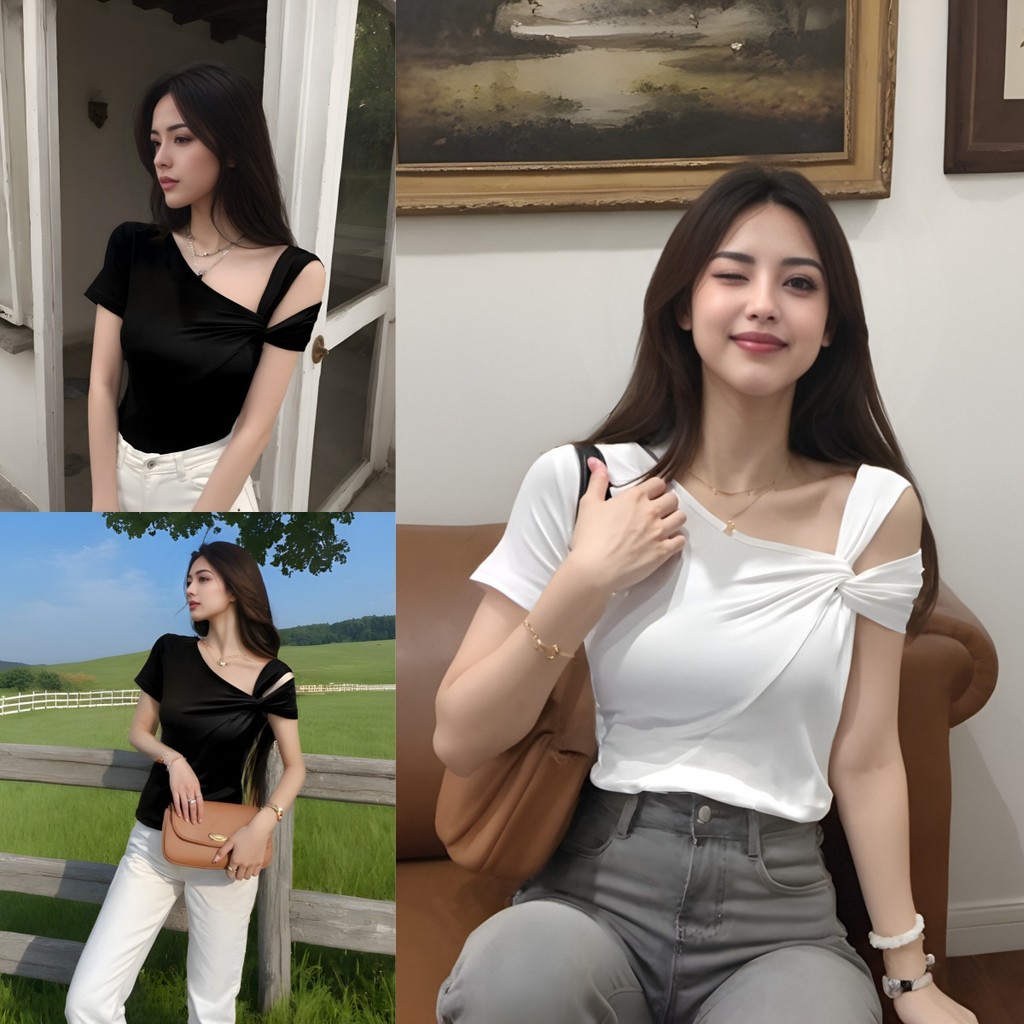 เสื้อปาดไหล่ข้างเดียวทรงสวยดีไซน์เต็มตัว สำหรับผู้หญิง ใส่สบายและมีสไตล์ทันสมัย เหมาะสำหรับทุกโอกาส