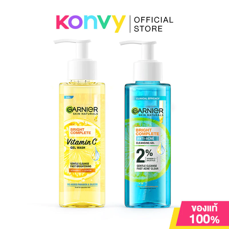 Garnier Cleansing Gel การ์นิเย่ เจลล้างหน้า 120ml (Anti-Acne/Vitamin C)