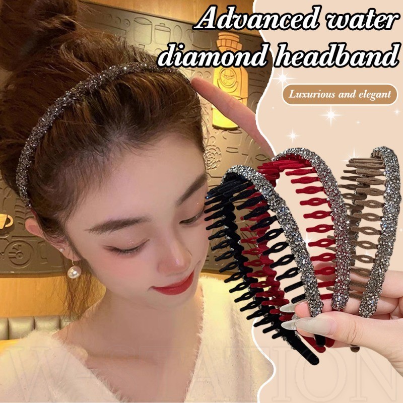 1/2 ชิ้น Superior Rhinestones High Cranial Top Headband - Face Wash Makeup Pressure Hairband - แฟชั่น, หรูหรา, อ่อนโยน, สง่างาม, กันลื่น - สุภาพสตรี Headwear ผม Hoop