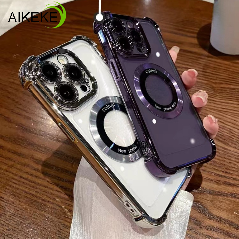 พร้อมถุงลมนิรภัยสําหรับ Infinix Note 40 Pro 30 4G Hot 40 Pro 30 Play 30i 4G Hot 10 Lite 10S NFC 9 Play สมาร์ท 8 7 5 เคสโทรศัพท์แม่เหล็กกันกระแทกโปร่งใสชุบนุ่มปกหลัง