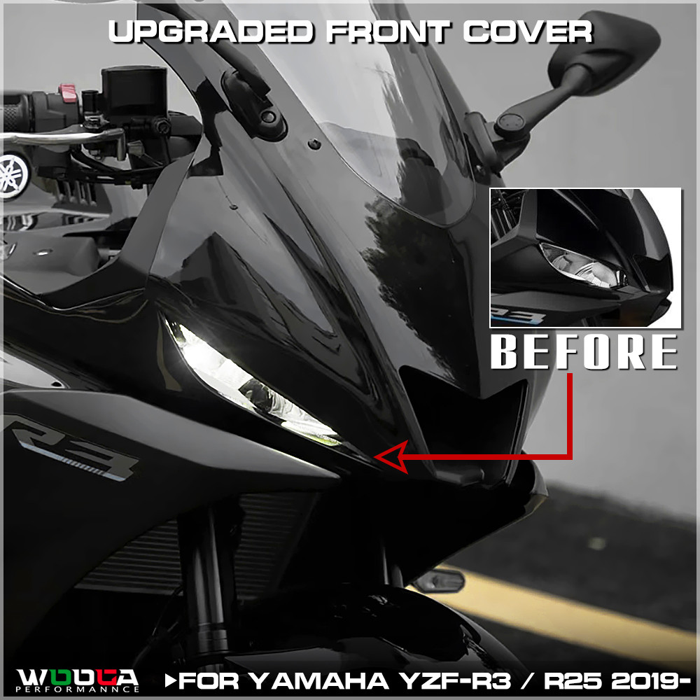 ด้านหน้าจมูก Upper Cowl Fairing สําหรับ Yamaha YZF R3 R25 2019-2024 ไฟหน้า Cowl หน้ากากจมูกอัพเกรด R1 R6 สไตล์ตาเล็ก