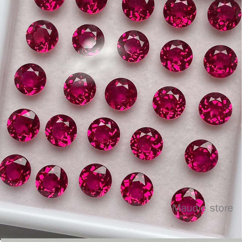 Lab Grown Pigeon Blood Ruby Round Cut Can Pass Test Hardness 9.0 Diamond Positive Fine Jewelry ใบรับ