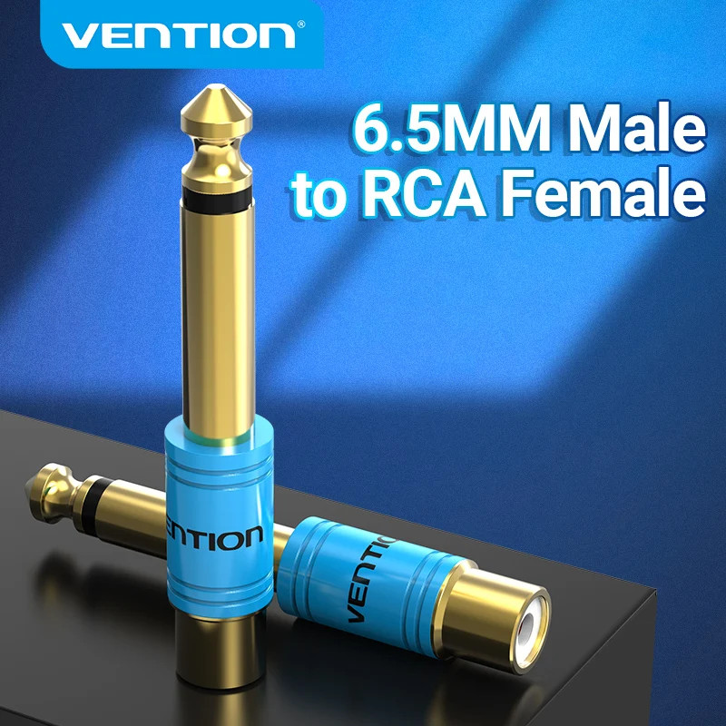 VENTION การระบายอากาศ อาร์ซีเอ ถึง 6.35 มม.1/4 "อะแดปเตอร์ชุบทอง 6.5 มม.ชาย โมโน ถึง อาร์ซีเอ หญิงแจ็คเสียงเชื่อมต่อสําหรับกีตาร์ไมโครโฟนคอมพิวเต