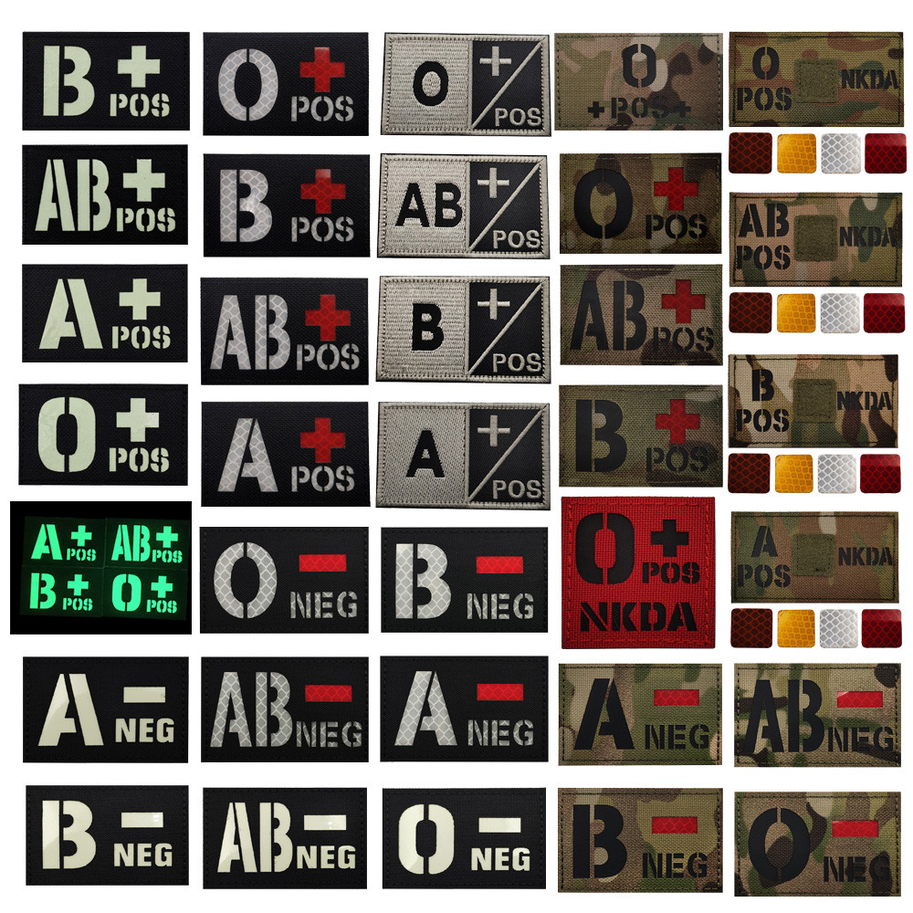 Abo Blood Type IR Identification Badge Night Morale Badge Multicam CP ลายพรางสะท้อนแสง Velcro Badge
