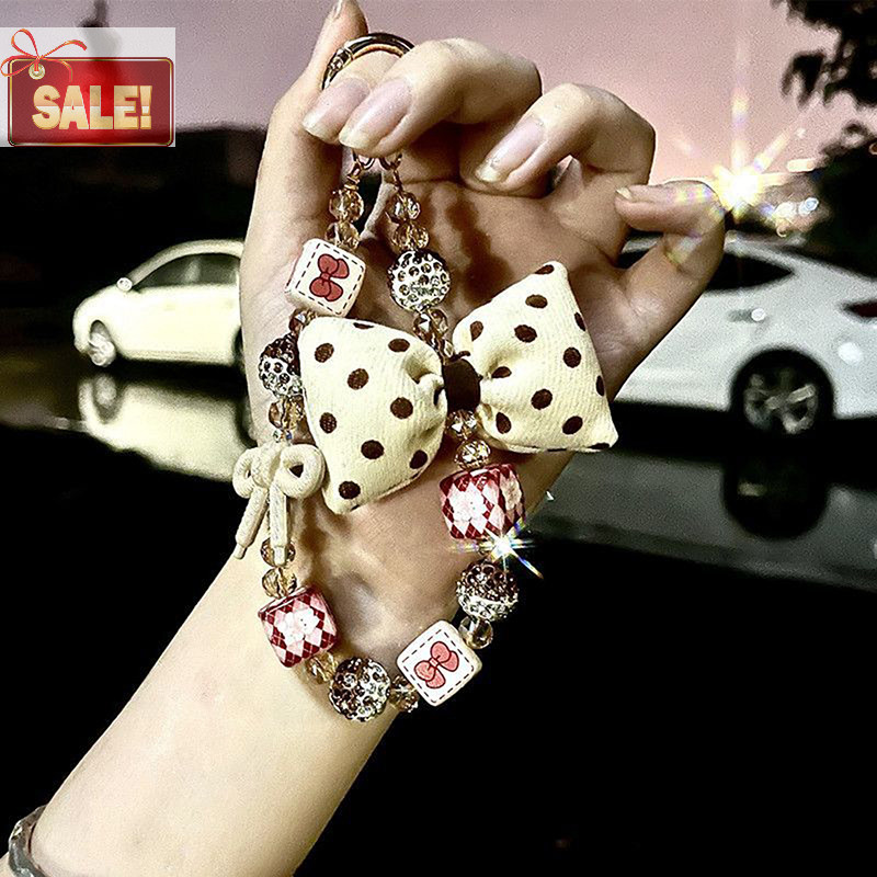 BL DIY โบว์โทรศัพท์โซ่โทรศัพท์มือถือ Lanyard High-end โซ่สั้น Hand-beaded สายรัดข้อมือจี้มือถือ A