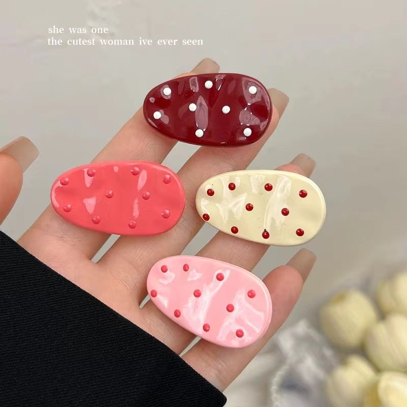 กิ๊บติดผมลายจุด Dopamine สไตล์เกาหลี Sweet Y2k Girls Bangs Clip