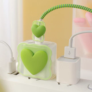 1ชุด5ชิ้น ชุดถนอมสายชาร์สำหรับ ไอโฟน20W/18W Cable Bite เคสหัวชาร์จ สายชาร์จ ลายการ์ตูนน่ารัก ตัวถนอมสายชาร์จ