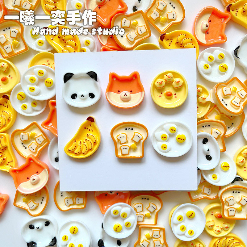 [100 รายการพร้อมสต็อก] จานอาหารค่ําเงาจําลองอาหารของเล่นอุปกรณ์เรซินทําเองครีมกาวเคสโทรศัพท์กิ๊บเล่นบ้านตกแต่งหยิก