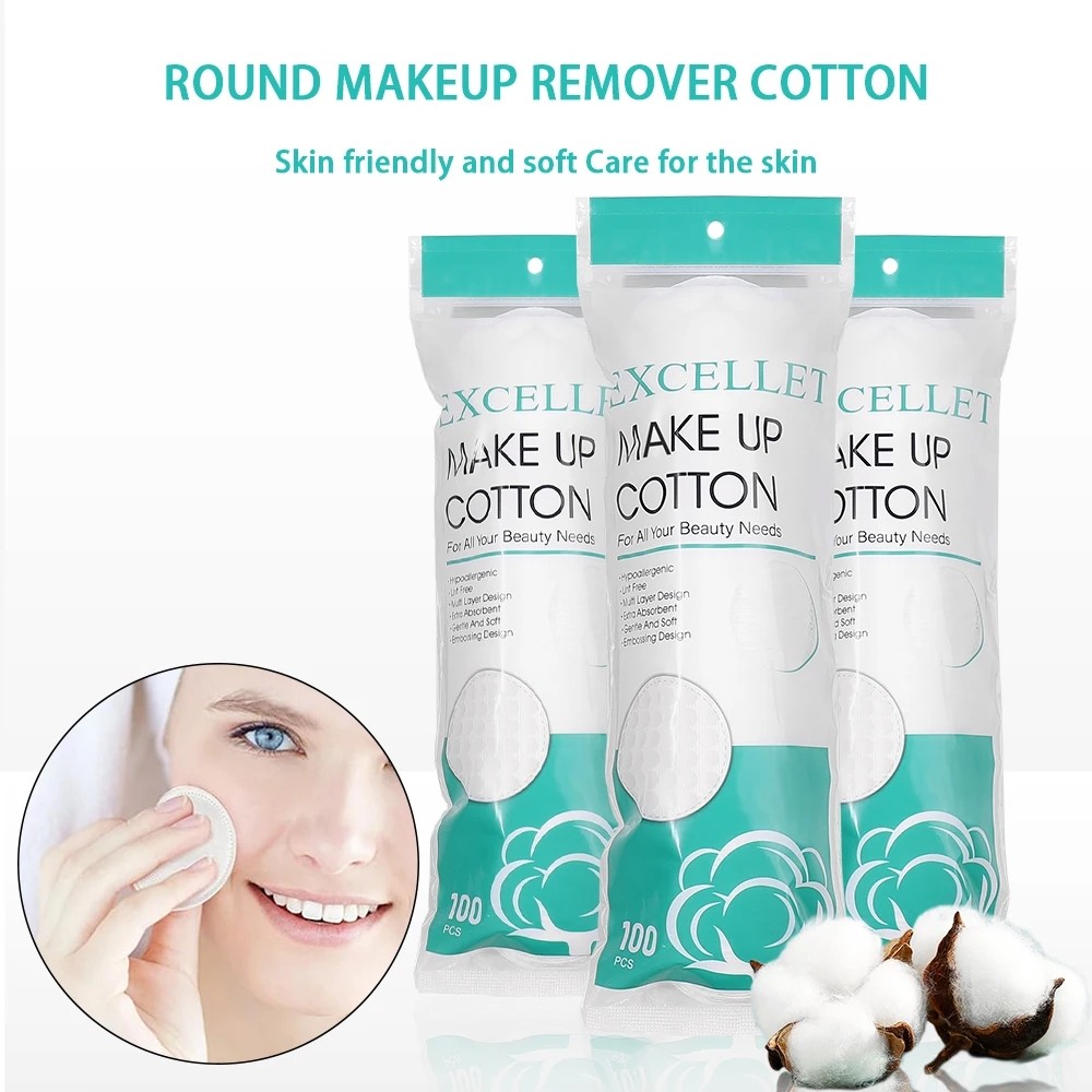 100 ชิ้นรอบ Make-Up Cotton Soft Make Up ยาทาเล็บผ้าฝ้ายสะอาดแบบใช้แล้วทิ้งสําหรับผิวหน้า