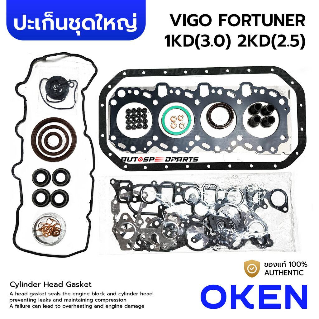 OKEN ปะเก็นชุดใหญ่ VIGO FORTUNER 1KD(3.0) 2KD(2.5) TIGER D4D 04111-30030/0L100 *กดเลือก