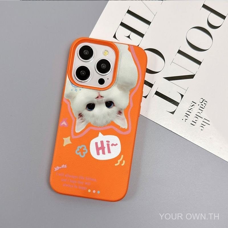 การถ่ายภาพแมวรุ่น Q น่ารักส่วนบุคคลหนังเนื้อสนุกเคสโทรศัพท์เรียบง่ายสำหรับ iPhone 11/12/13/14/15 PRO MAX 7plus 8PLUS 11pro 13pro x XR XS MAX 7 8