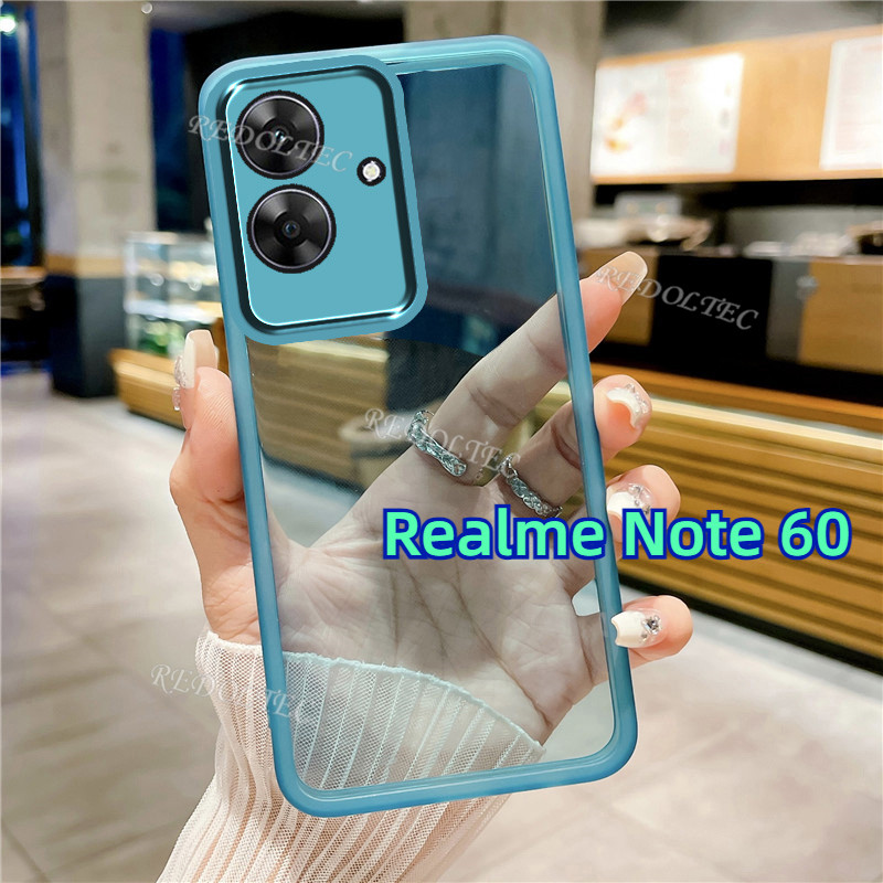 เคส Realme Note 60 2024 ใหม่สีบริสุทธิ์บางปลอกใส เรียลมี RealmeNote60 เรียลมีโน๊ต60 กันกระแทกฝาครอบโทรศัพท์ใสนุ่มพร้อมตัวป้องกันกล้องเลนส์เต็ม