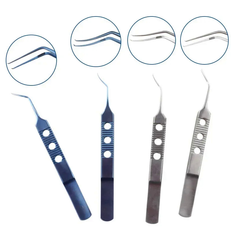 Capsulorhexis Tweezers Stainless Steel Titanium Alloy Autoclavable Ophthalmic Forceps Curved Angle T