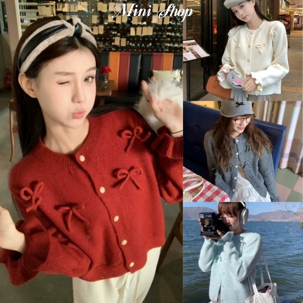 Mini shop พร้อมส่ง (Z046)เสื้อไหมพรมแขนยาว คอกบมน่ารักคิคุ กันหนาวสีพาสเทล สวมใส่สบาย