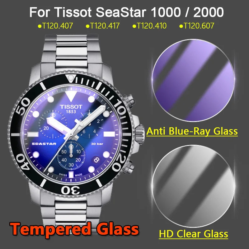 2 ชิ้นสําหรับ Tissot Seastar 1000 2000 T120407 ทีที120607 ทีที120410 นาฬิกา 2.5D Ultra Slim Clear / 