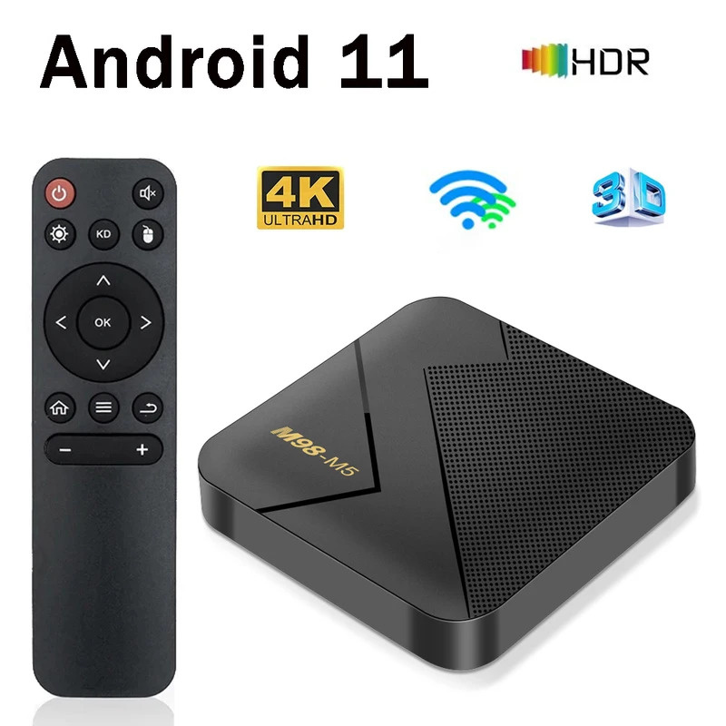 TV Box M5 Android 11 Rockchip Quad Core 1GB 8GB 4G WiFi รองรับ4K 3D HDR 1080P H.265 HD Media Player 