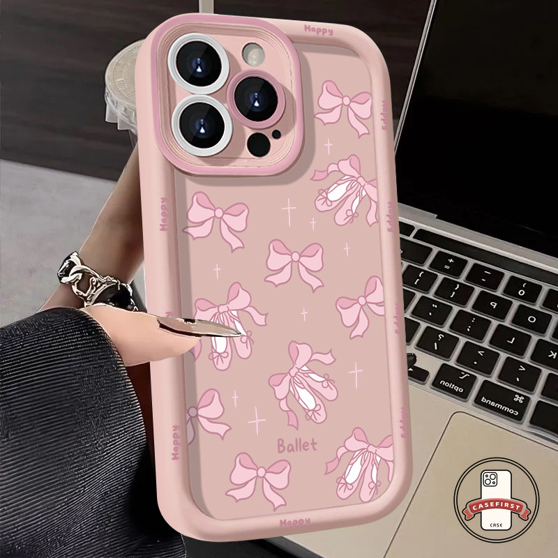 แฟชั่นโบว์ผูกโบว์น่ารักรองเท้าเคสนุ่มสำหรับ Oppo A17 A78 A38 A58 A18 A35 A57 A53 A33 A77 A17K A7 A3s A15 A12 A16 A54