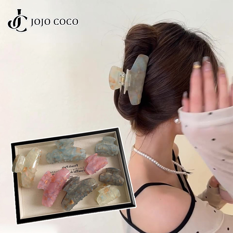 Jojo COCO กิ๊บติดผมกรดอะซิติกเต็มไปด้วยดวงดาวบนท้องฟ้าเกาหลีสําหรับผู้หญิงหวานเรียบง่ายคลิปฉลามเครื่องประดับผม
