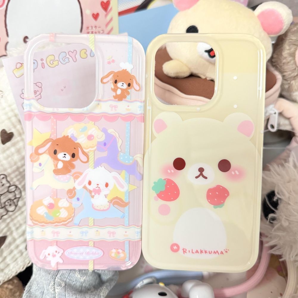 Imd หมีสตรอเบอร์รี่น่ารักเหมาะสําหรับ iPhone15promax เคสโทรศัพท์ iPhone16 Apple 14 นุ่ม 13 หญิง 12 สไตล์ใหม่ 11XR/กันกระแทกกรณี 4EXP