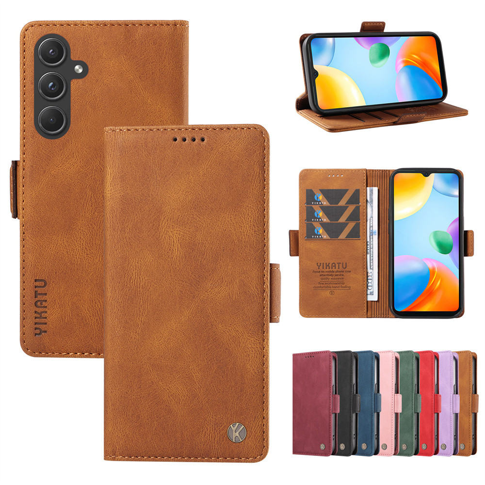 เคสวีโว Case for Vivo V40 V30 Pro V29 V29e V27 X100 Y100 Y28 Y18 Y03 Y03t Y28s Y36 Y27 5G Y27s Y21T Y21s Y21 Y33T Y33s เคสโทรศัพท์หนังฝาพับพร้อมช่องใส่บัตรสําหรับ Retro PU Leather Flip Cover Wallet ซองมือถือ