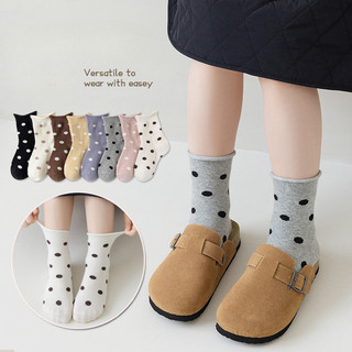 ถุงเท้าเด็กผู้หญิง ถุงเท้าเด็ก Polka Dot Lace Mid-Tube ถุงเท้าเด็กน่ารักเจ้าหญิงลูกวัวถุงเท้า
