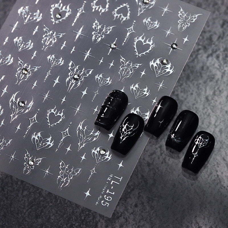 [Meow.sensei] Ferrosin New Craft สติกเกอร์เล็บรูปผีเสื้อรักสามมิติ5D กาวบรรเทาสติกเกอร์เล็บชุดประณีต TL-195