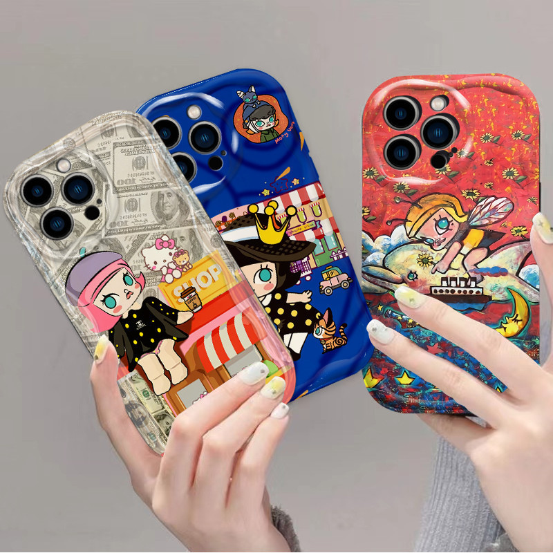 การ์ตูน Bee Girl เคสโทรศัพท์กันกระแทกสําหรับ Realme 11 12 10T 5G 9i 5 5i 6i 5S 7 8 9 10 PRO C2 C11 C20 C15 C21 C12 C25 C21Y C25Y C30 C53 C55 3T NEO 3T NEO มาสเตอร์เคส