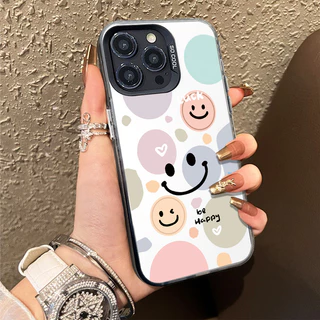 เคสแข็งคุณภาพ รูปแบบรอยยิ้มน่ารัก สำหรับ IPhone 13 12 7Plus 14 15 11 16 Pro Max 8Plus XR XS Max SE เคสไอโฟน11 เคสไอโฟน13