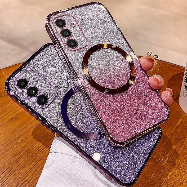 เคส Samsung A16 A54 5G A55 5G A15 5G A34 A25 A24 A14 เคสกลิตเตอร์ชุบหรูหรา เคสโทรศัพท์กลิตเตอร์ชุบพร้อมแม่เหล็กดูดและเลนส์ป้องกันการตกสําหรับครอบคลุมเต็มรูปแบบ เคสโทรศัพท์ Samsung A16 A54 5G A55 5G A15 5G A34 A25 A24 A14 ราคา ถูกที่สุด ดีลบีเคเค