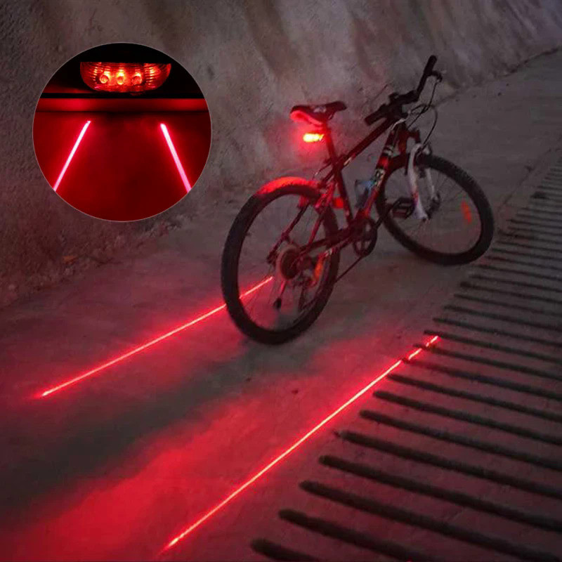 Bicycle Bike LED Lights  2 Lasers 5 LED Waterproof Cycling Taillight Safety Warning Taillight MTB Bi