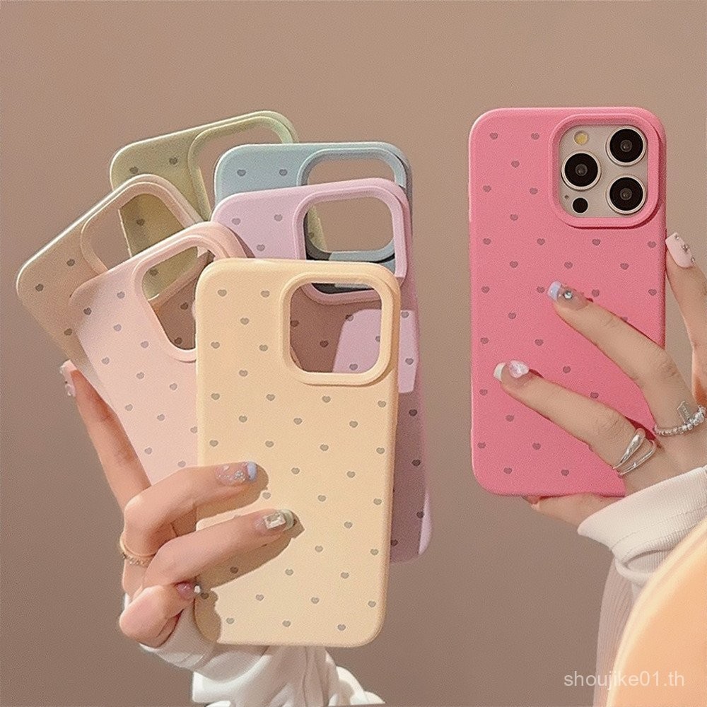 Girly Love Heart macron สีเคสโทรศัพท์สำหรับ iPhone 16 14 15 PRO MAX 12 13 11 PROMAX Dirt Resistance กันกระแทกซิลิโคนอ่อนโทรศัพท์ฝาหลัง
