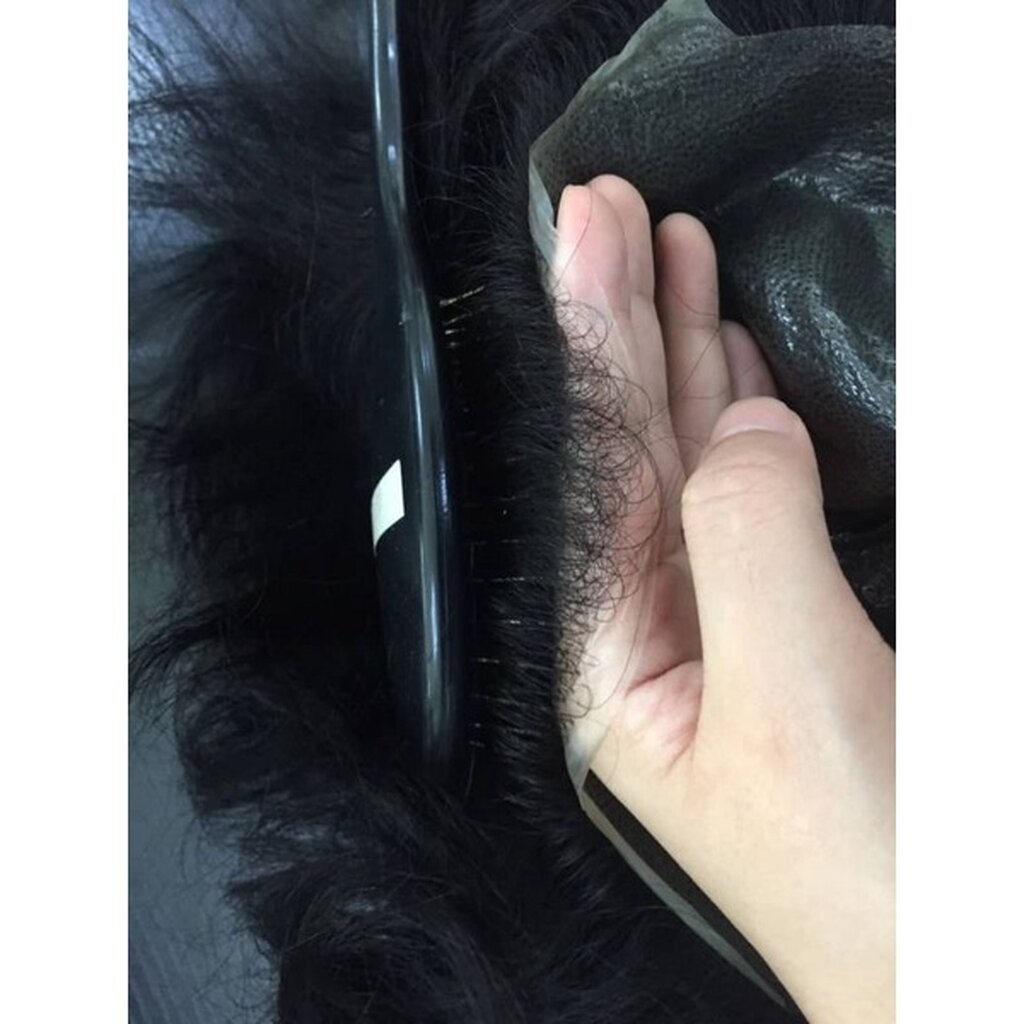 วิกติดกาวพียู ผมแท้100% Skin PU ทอมือ Knotted หรือ V-looped แสกเสยเนียน - รูปที่ 3