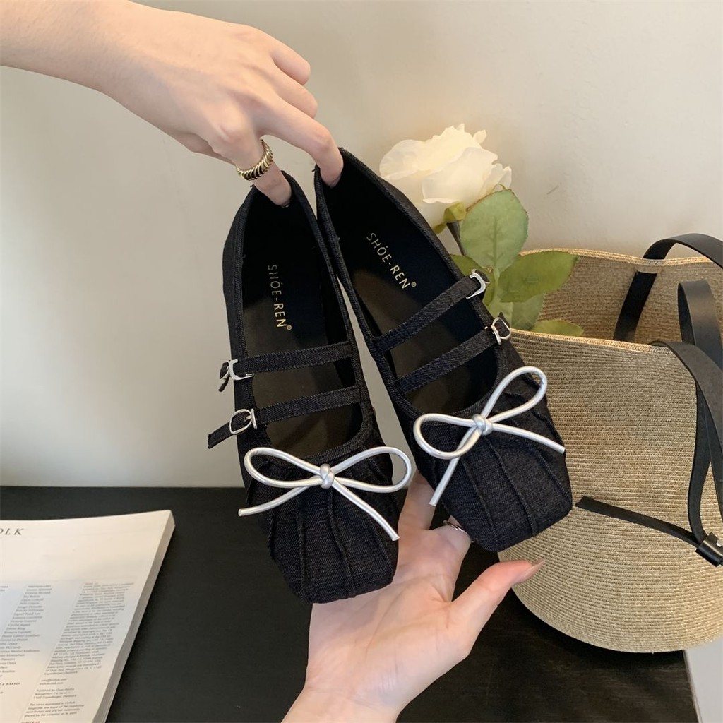 กันลื่น Mary Jane Soft-Soled Boat Shoes Gentle New Style Casual French Style