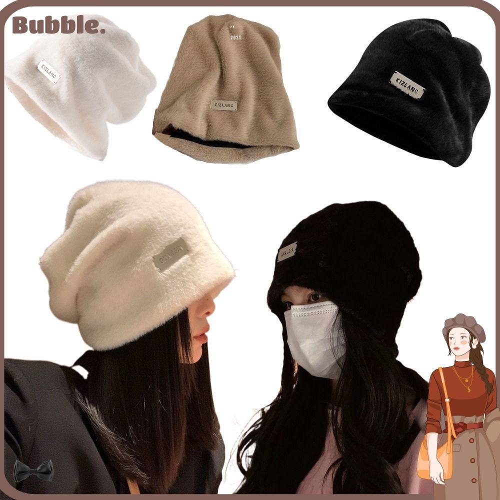 Bubble Bonnet, Warm Thicken ฤดูใบไม้ร่วงหมวกฤดูหนาว, Hip Hop หมวก Plush Earmuffs แฟชั่น Beanies หมวกผู้หญิงสาว