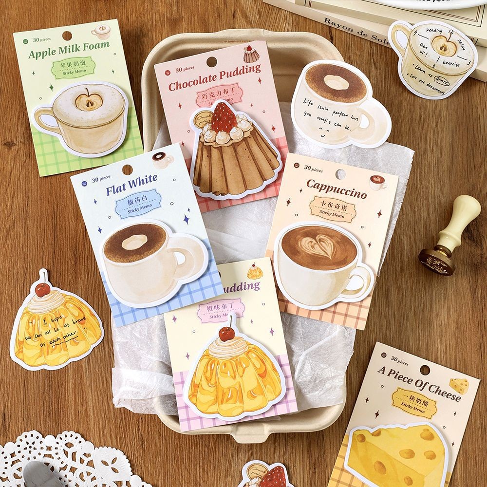 ไดลี่|30 แผ่น Sticky Notes กาแฟขนมหวาน Sticky Notes นักเรียน Sticky Notes N ครั้งสติกเกอร์ Office Notes ข้อความกระดาษคู่มือฐานตกแต่ง Sticky Notes คู่มือสติกเกอร์