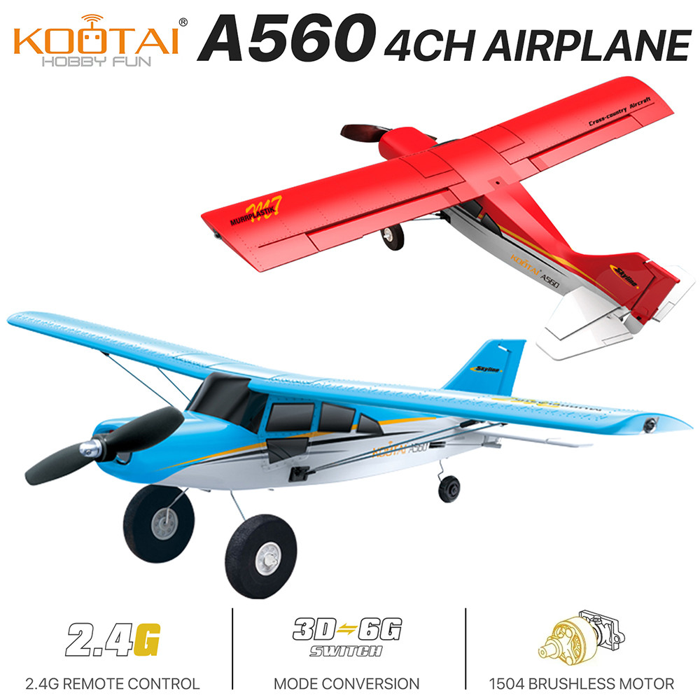 Kootai HOBBY FUN A560 RC เครื่องบิน 2.4GHZ 4CH 200M RC ระยะทาง EPP 1504 มอเตอร์ไร้แปรงรุ่นแสง Gliding RC เครื่องบิน