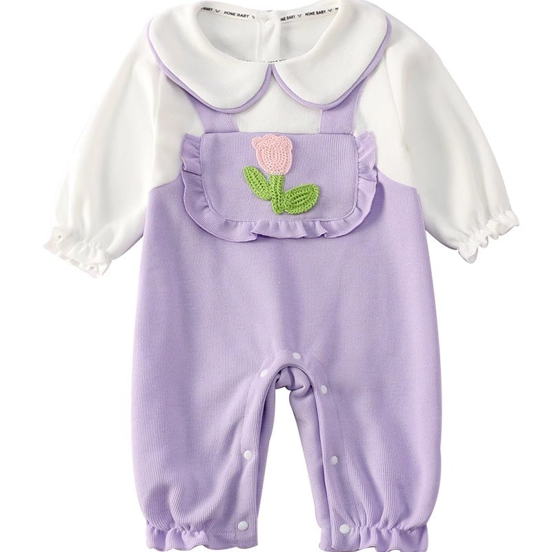 ฤดูใบไม้ร่วงใหม่เสื้อผ้าเด็กหญิงบอดี้สูทแขนยาว 0-28 เดือนเด็ก ระดับ ก ฤดูใบไม้ผลิน่ารักสุดน่ารักสไตล์เจ้าหญิงดอกไม้ ชุดรอมเปอร์ สไตล์เกาหลี - รูปที่ 3