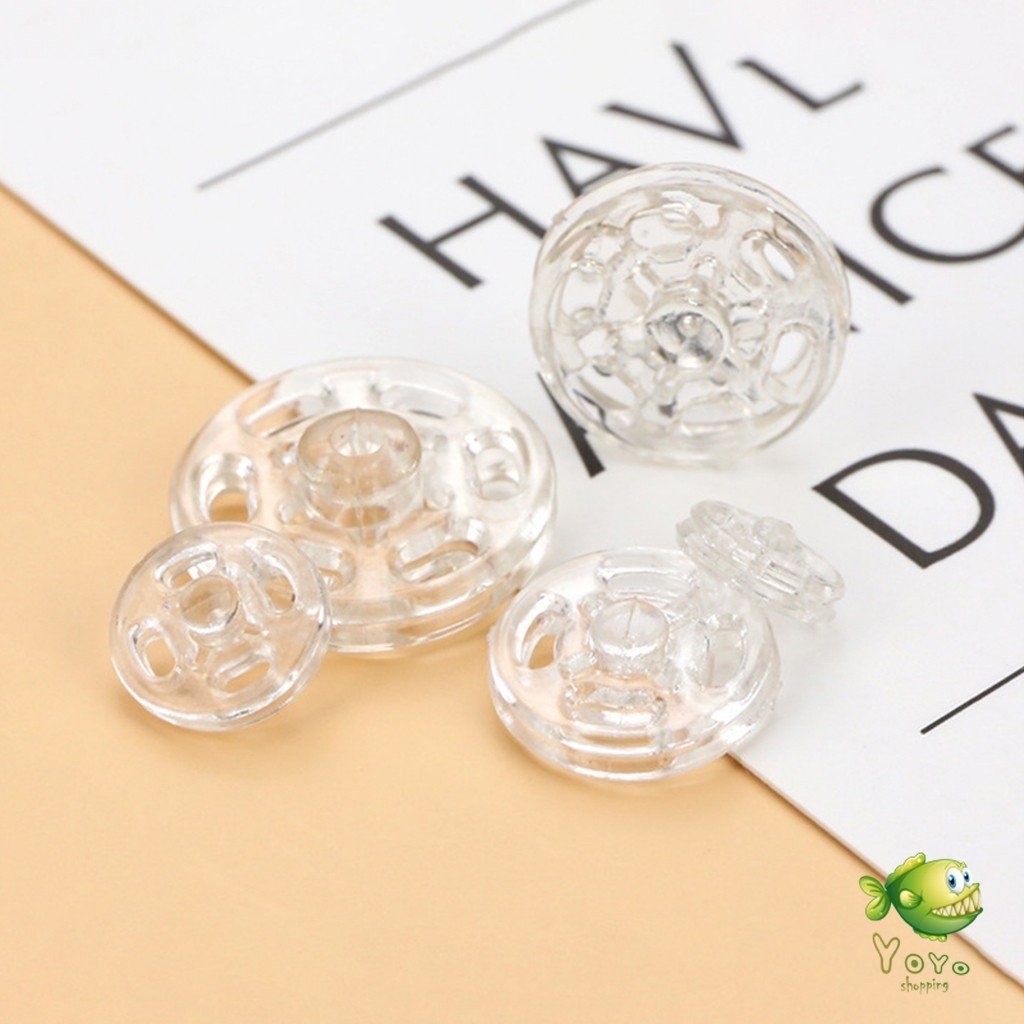 YOYO 10คู่ กระดุมแป๊กพลาสติก สีดำ สีขาว สีใสแบบเย็บ 10mm 15mm กระดุมแป๊กพลาสติกสีดำ Invisible button - รูปที่ 6