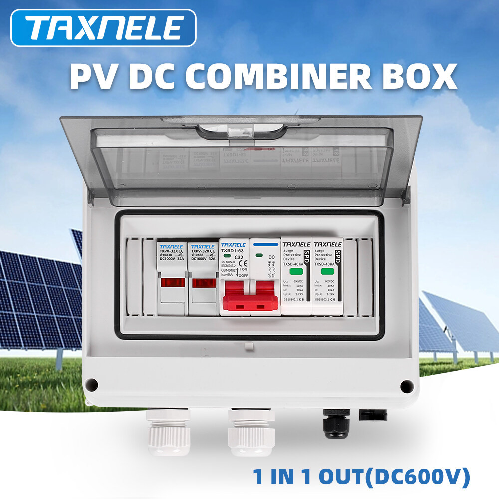 Pv Combiner Box 1 อินพุต 1 ออก DC 600V MCB SPD Protection HT กล่องกันน้ํา IP65 พลังงานแสงอาทิตย์โซลาร์เซลล์