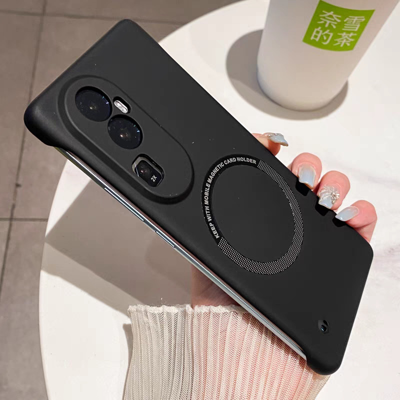 หรูหราปลอกแม่เหล็กบางพิเศษสําหรับ OPPO Reno 11 Pro 8 8Z 7Z 7 Pro 6 5 เคสโทรศัพท์ผิวรู้สึก Frameless Hard Cover